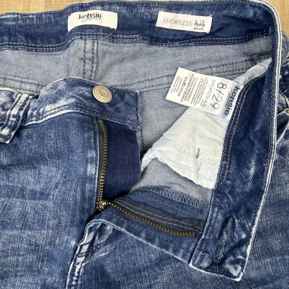 Kensie Effortless Ankle Jeans Womens 8 29 Mid Rise Slim Straight Stretch Denim‎
